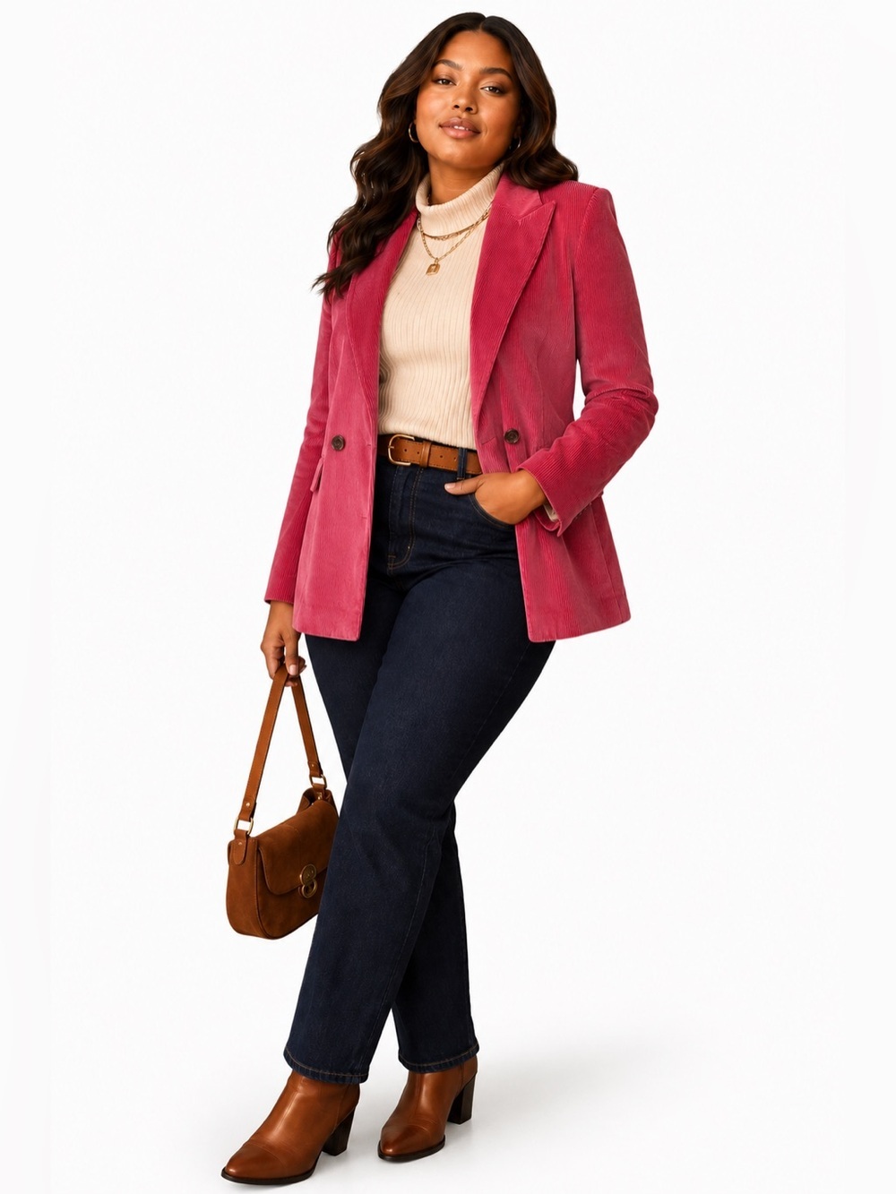 Talbots Petite Pink Corduroy Blazer 12P Double Breasted Cotton Stretch Jacket
